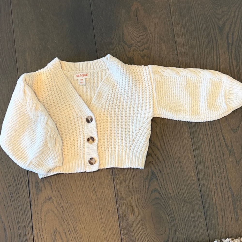 Cat & Jack Cream Knit Cardigan with Buttons